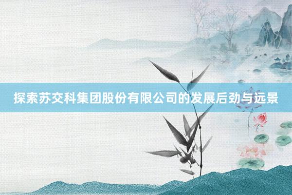 探索苏交科集团股份有限公司的发展后劲与远景